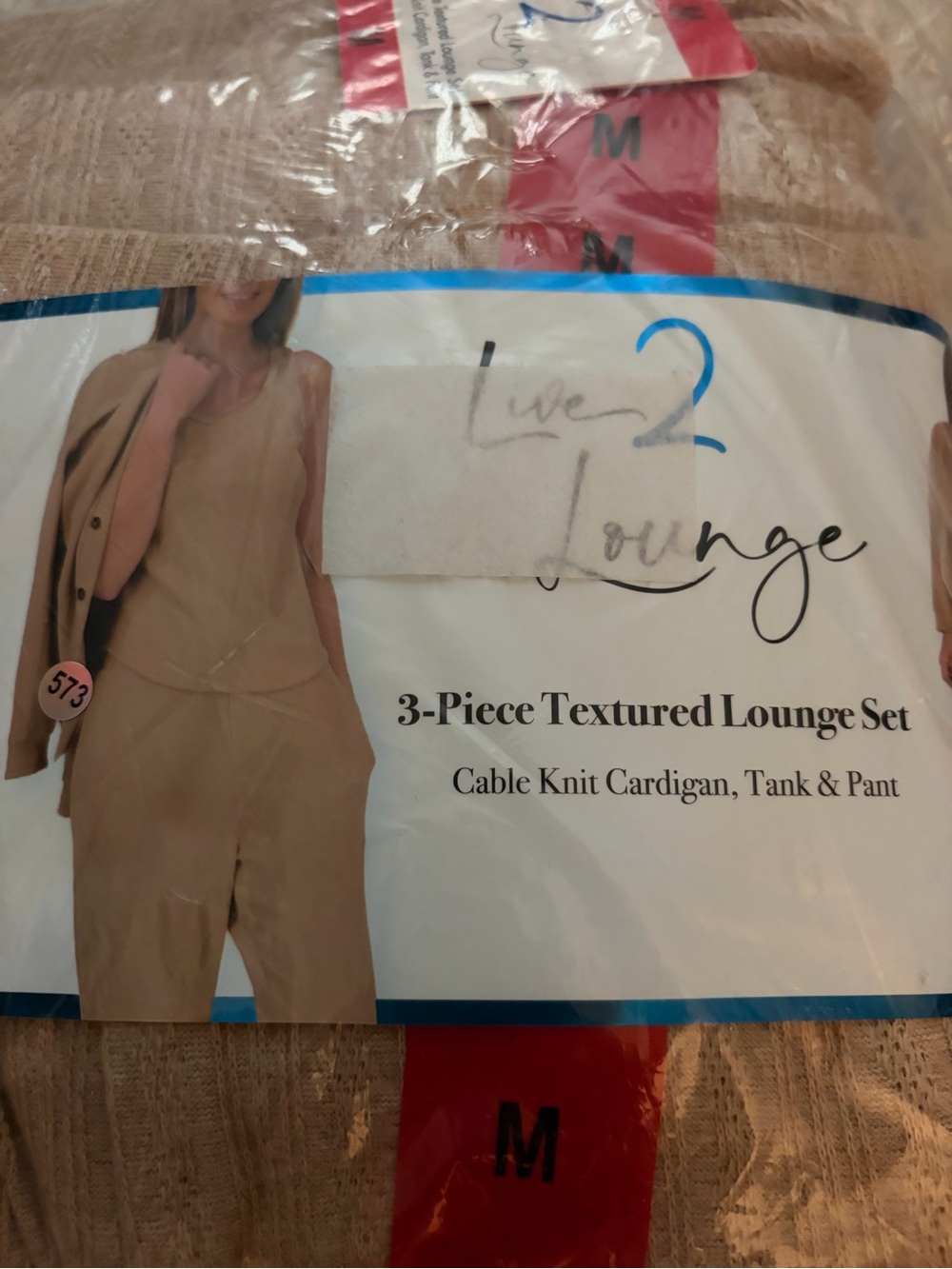 Live 2 Lounge - 3 piece textured Lounge set, Sz M